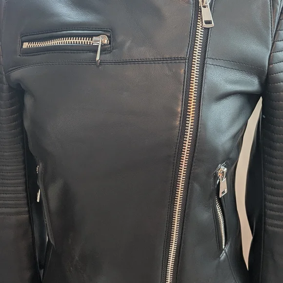 Zara Black Faux Leather Moto Jacket. - Picture 3 of 7
